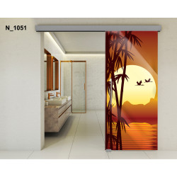 Drzwi szklane przesuwne PortaVetro ZACHÓD SŁOŃCA N_1051 Srebrne