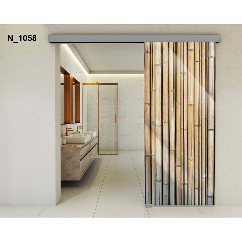 Drzwi szklane przesuwne PortaVetro BAMBUS IV N_1058 Srebrne