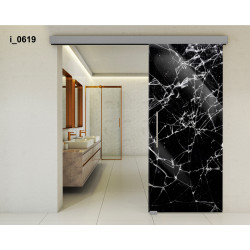 Drzwi szklane przesuwne PortaVetro POTŁUCZONE SZKŁO i_0619 Srebrne