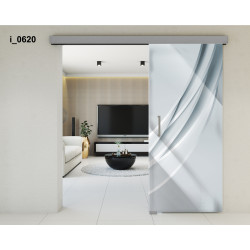 Drzwi szklane przesuwne PortaVetro ABSTRAKCJA i_0620 Srebrne