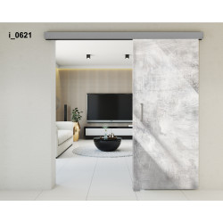 Drzwi szklane przesuwne PortaVetro MALOWANE DREWNO i_0621 Srebrne