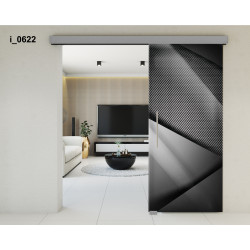 Drzwi szklane przesuwne PortaVetro CZARNA ABSTRAKCJA i_0622 Srebrny