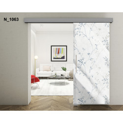 Drzwi szklane przesuwne PortaVetro GAŁĄZKI N_1063 Srebrne