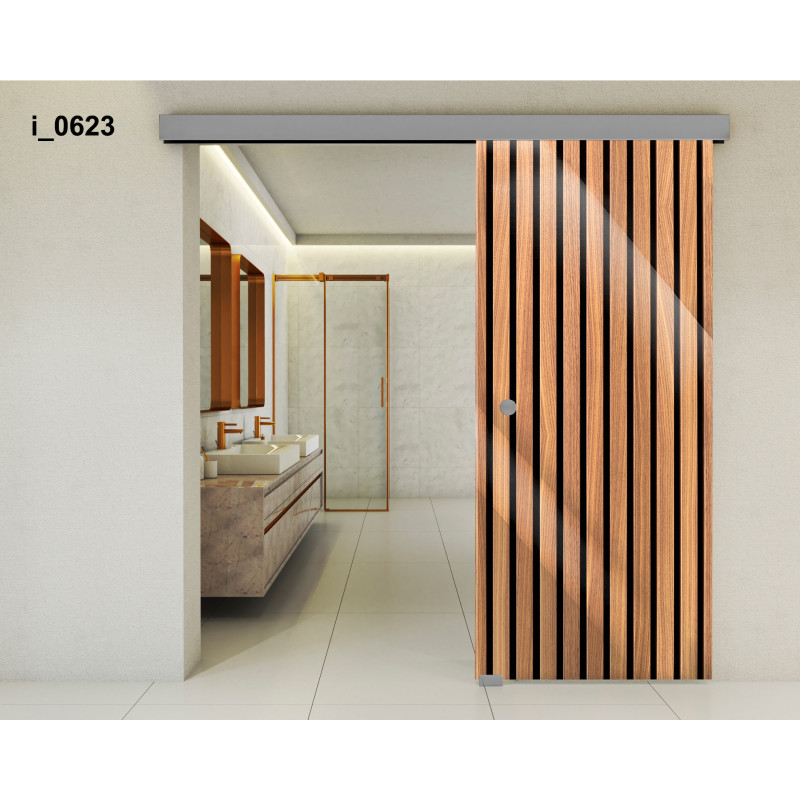 Drzwi szklane przesuwne PortaVetro LAMELE i_0623 Srebrne