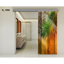 Drzwi szklane przesuwne PortaVetro LIŚĆ PALMY N_1068 Srebrne