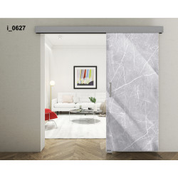 Drzwi szklane przesuwne PortaVetro SZARY MARMUR i_0627 Srebrne