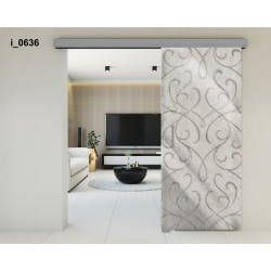 Drzwi szklane przesuwne PortaVetro ORNAMENT i_0636 Srebrne