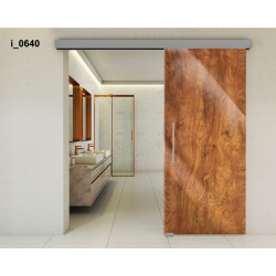 Drzwi szklane przesuwne PortaVetro DREWNO i_0640 Srebrne