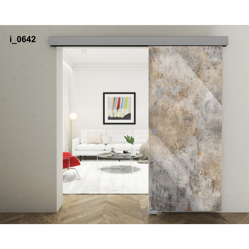 Drzwi szklane przesuwne PortaVetro TŁO i_0642 Srebrne