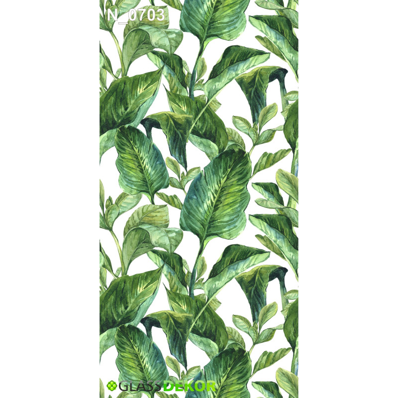 PANEL SZKLANY DO ŁAZIENKI - ZIELONE LIŚCIE