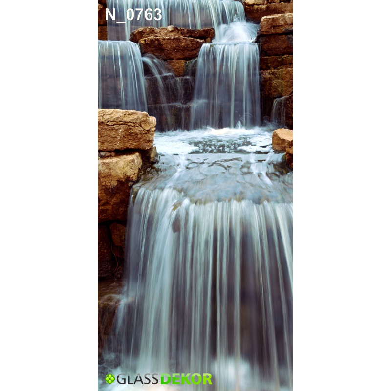 PANEL SZKLANY DO ŁAZIENKI - WODOSPAD SKAŁY