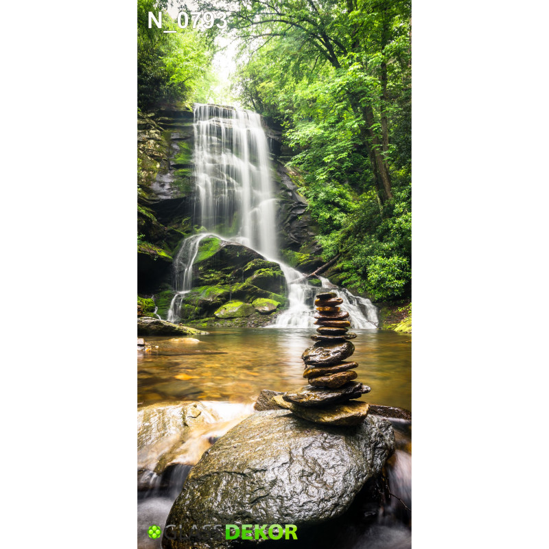 PANEL SZKLANY DO ŁAZIENKI - WODOSPAD KAMIENIE