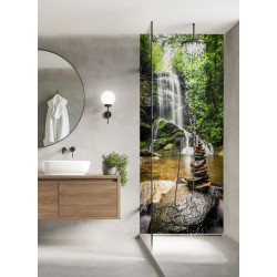 PANEL SZKLANY DO ŁAZIENKI - WODOSPAD KAMIENIE