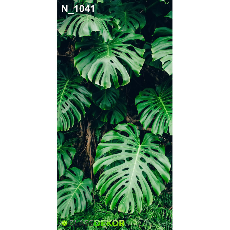 PANEL SZKLANY DO ŁAZIENKI - MONSTERA LIŚCIE