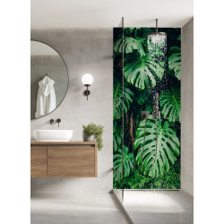 PANEL SZKLANY DO ŁAZIENKI - MONSTERA LIŚCIE