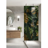 PANEL SZKLANY DO ŁAZIENKI - LIŚCIE TROPIKALNE ZŁOTE
