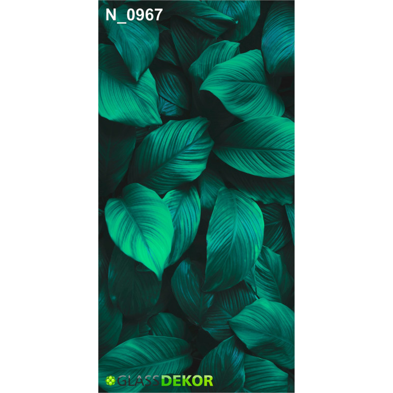 PANEL SZKLANY DO ŁAZIENKI - LIŚCIE TURKUSOWE