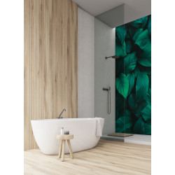 PANEL SZKLANY DO ŁAZIENKI - LIŚCIE TURKUSOWE