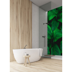 PANEL SZKLANY DO ŁAZIENKI - LIŚCIE ZIELONE