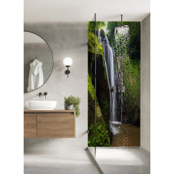 PANEL SZKLANY DO ŁAZIENKI - WODOSPAD DRZEWA SKAŁY