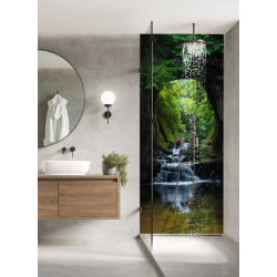 PANEL SZKLANY DO ŁAZIENKI - WODOSPAD JASKINIA
