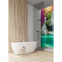 PANEL SZKLANY DO ŁAZIENKI - WODOSPAD KOLOROWY LAS