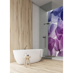 PANEL SZKLANY DO ŁAZIENKI - FIOLETOWE KWIATY