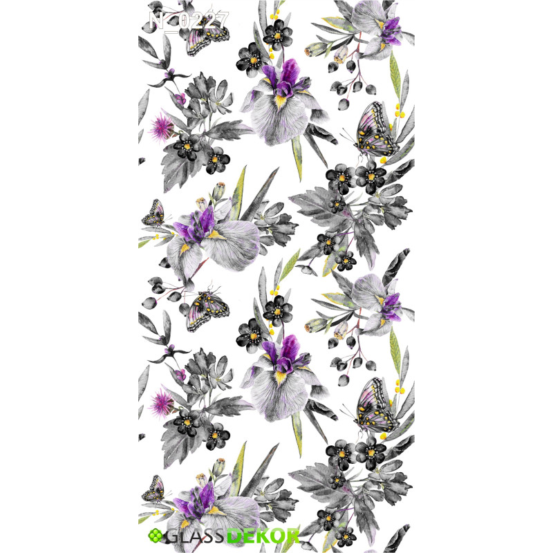 PANEL SZKLANY DO ŁAZIENKI - MOTYLE KWIATY