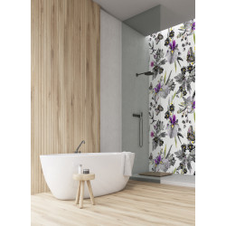 PANEL SZKLANY DO ŁAZIENKI - MOTYLE KWIATY