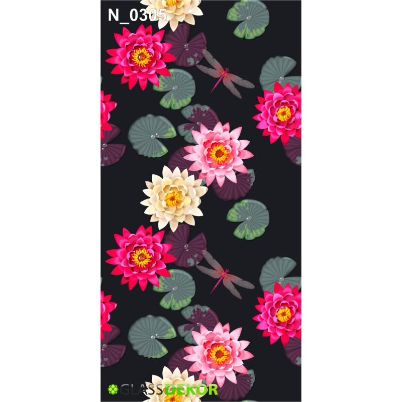 PANEL SZKLANY DO ŁAZIENKI - LILIE WAŻKI