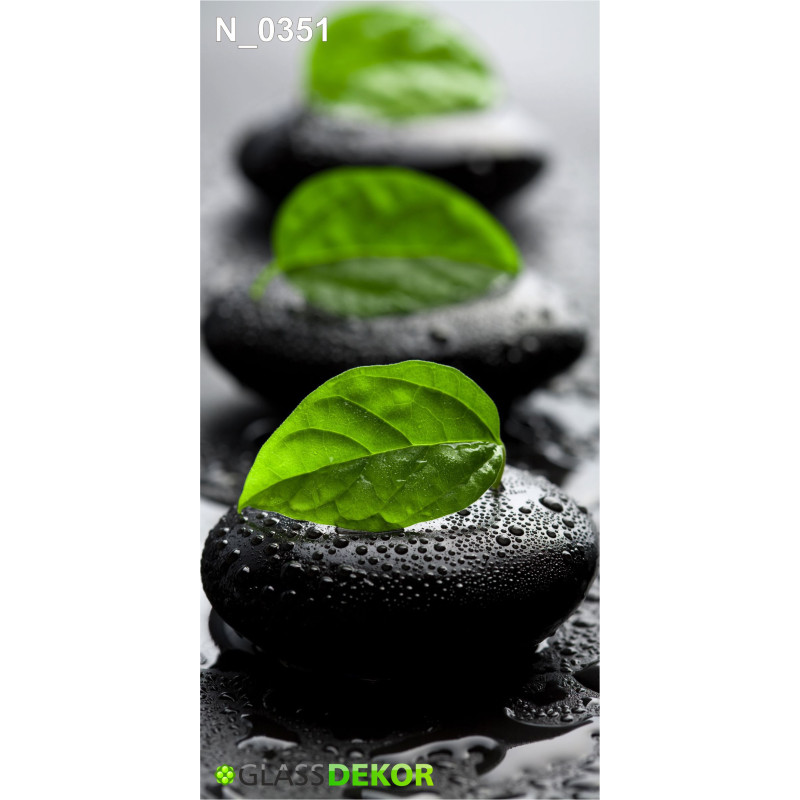 PANEL SZKLANY DO ŁAZIENKI - KAMIENIE LIŚCIE