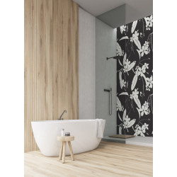 PANEL SZKLANY DO ŁAZIENKI - KWIATY GRAFIKA