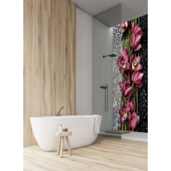 PANEL SZKLANY DO ŁAZIENKI - KWIATY KROPLE WODY