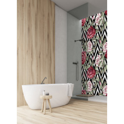 PANEL SZKLANY DO ŁAZIENKI - RÓŻE ZYGZAK