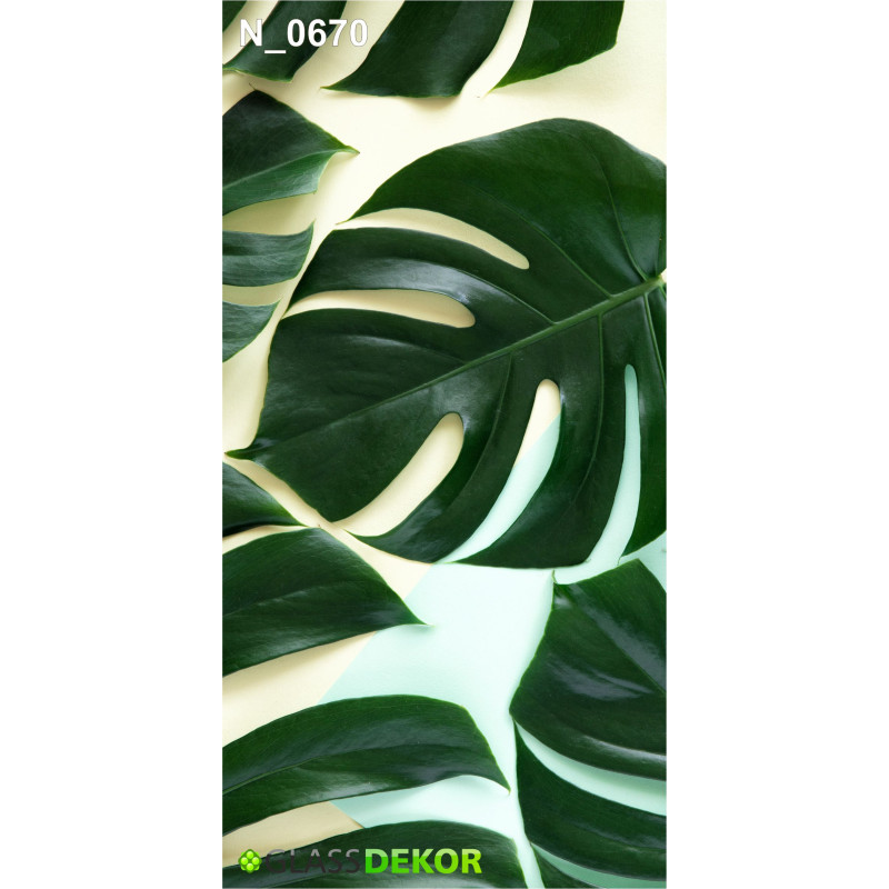 PANEL SZKLANY DO ŁAZIENKI - ZIELONE LIŚCIE MONSTERA