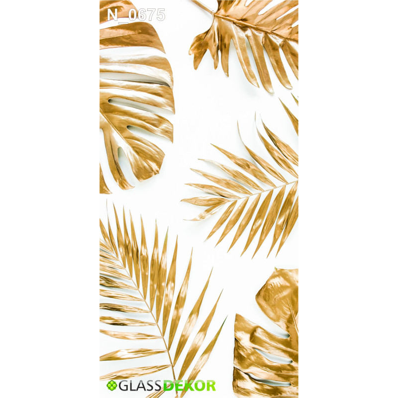 PANEL SZKLANY DO ŁAZIENKI - ZŁOTE LIŚCIE