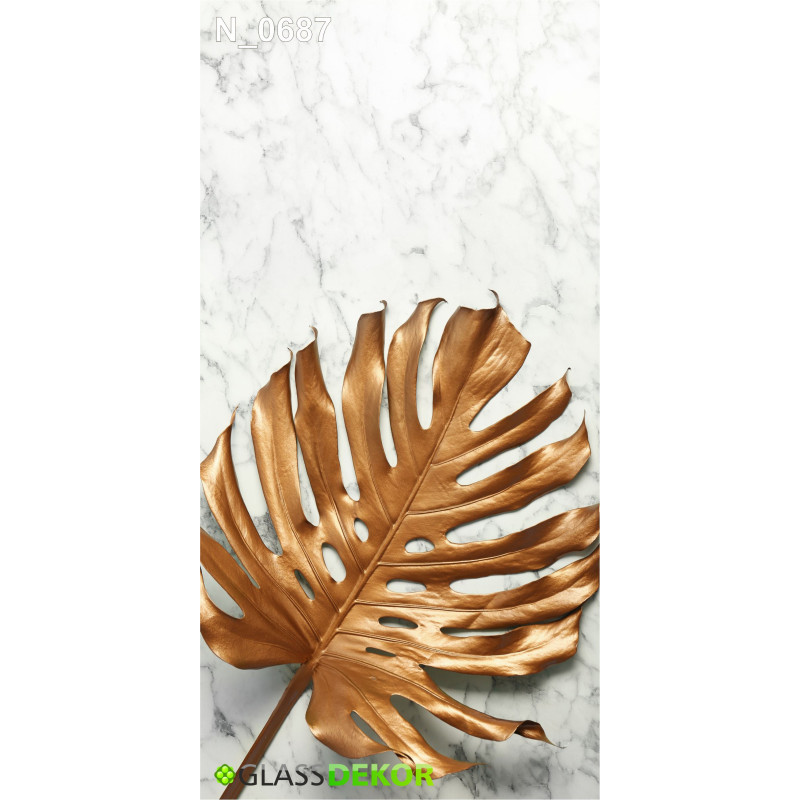 PANEL SZKLANY DO ŁAZIENKI - ZŁOTY LIŚĆ MARMUR
