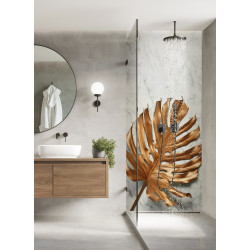 PANEL SZKLANY DO ŁAZIENKI - ZŁOTY LIŚĆ MARMUR