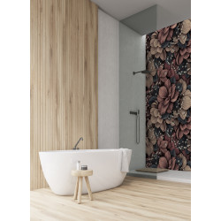 PANEL SZKLANY DO ŁAZIENKI - CIEMNE KWIATY