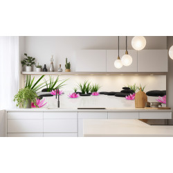 PANEL SZKLANY DO KUCHNI 200x50 cm RÓŻOWE LILIE