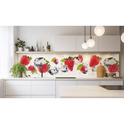 PANEL SZKLANY DO KUCHNI 200x50 cm TRUSKAWKI