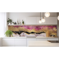 PANEL SZKLANY DO KUCHNI 200x50 cm ZŁOTO RÓŻ