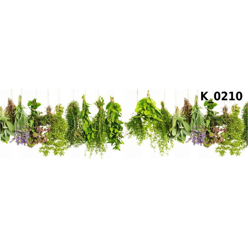 PANEL SZKLANY DO KUCHNI 200x50 cm ZIOŁA