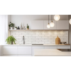 PANEL SZKLANY DO KUCHNI 200x50 cm BIAŁA CEGŁA