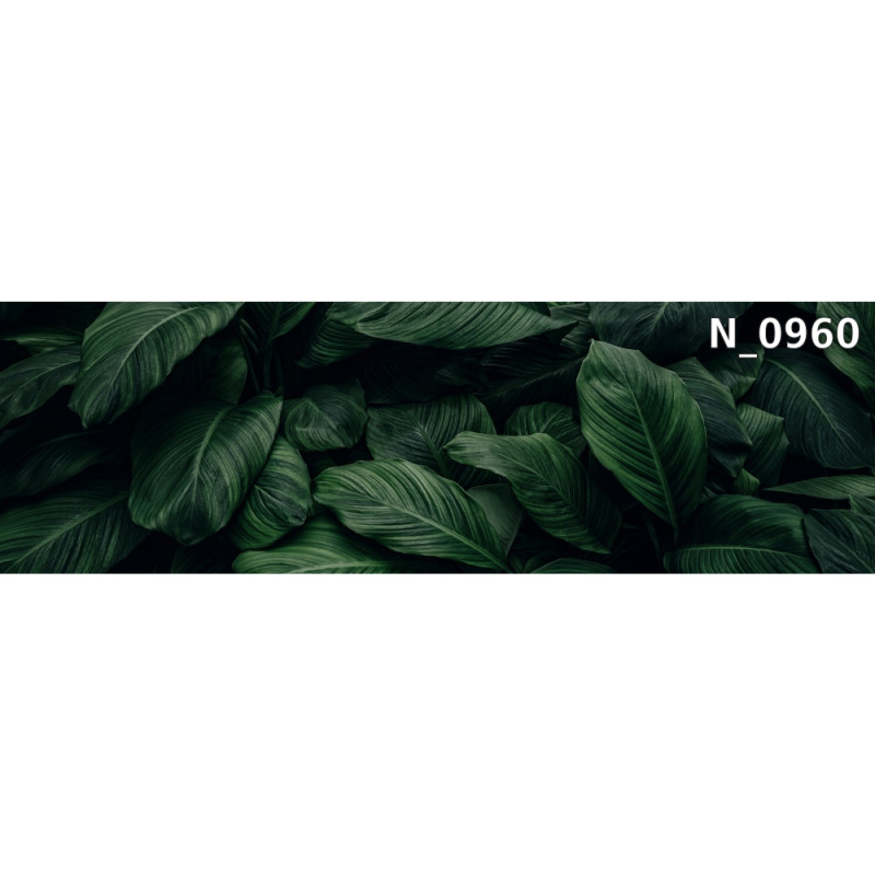 PANEL SZKLANY DO KUCHNI 200x50 cm LIŚCIE CIEMNE