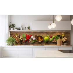 PANEL SZKLANY DO KUCHNI 200x50 cm KUCHNIA PRZYPRAWY