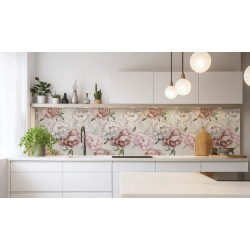 PANEL SZKLANY DO KUCHNI 200x50 cm PIWONIE