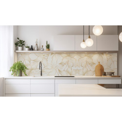 PANEL SZKLANY DO KUCHNI 200x50 cm ZŁOTE KWIATY