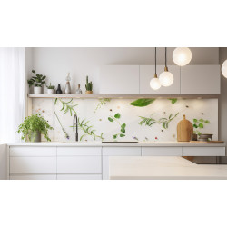 PANEL SZKLANY DO KUCHNI 200x50 cm ZIOŁA LIŚCIE