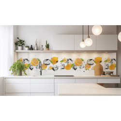 PANEL SZKLANY DO KUCHNI 200x50 cm CYTRYNY KOSTKI LODU